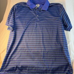 Men's Pro Tour Golf Shirt Polo Size XXL Blue/Green Striped Short Sleeve Coolplay